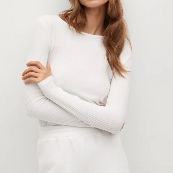 Mango NEW Long sleeved t-shirt back open SIZE XS - Picture 1 of 4